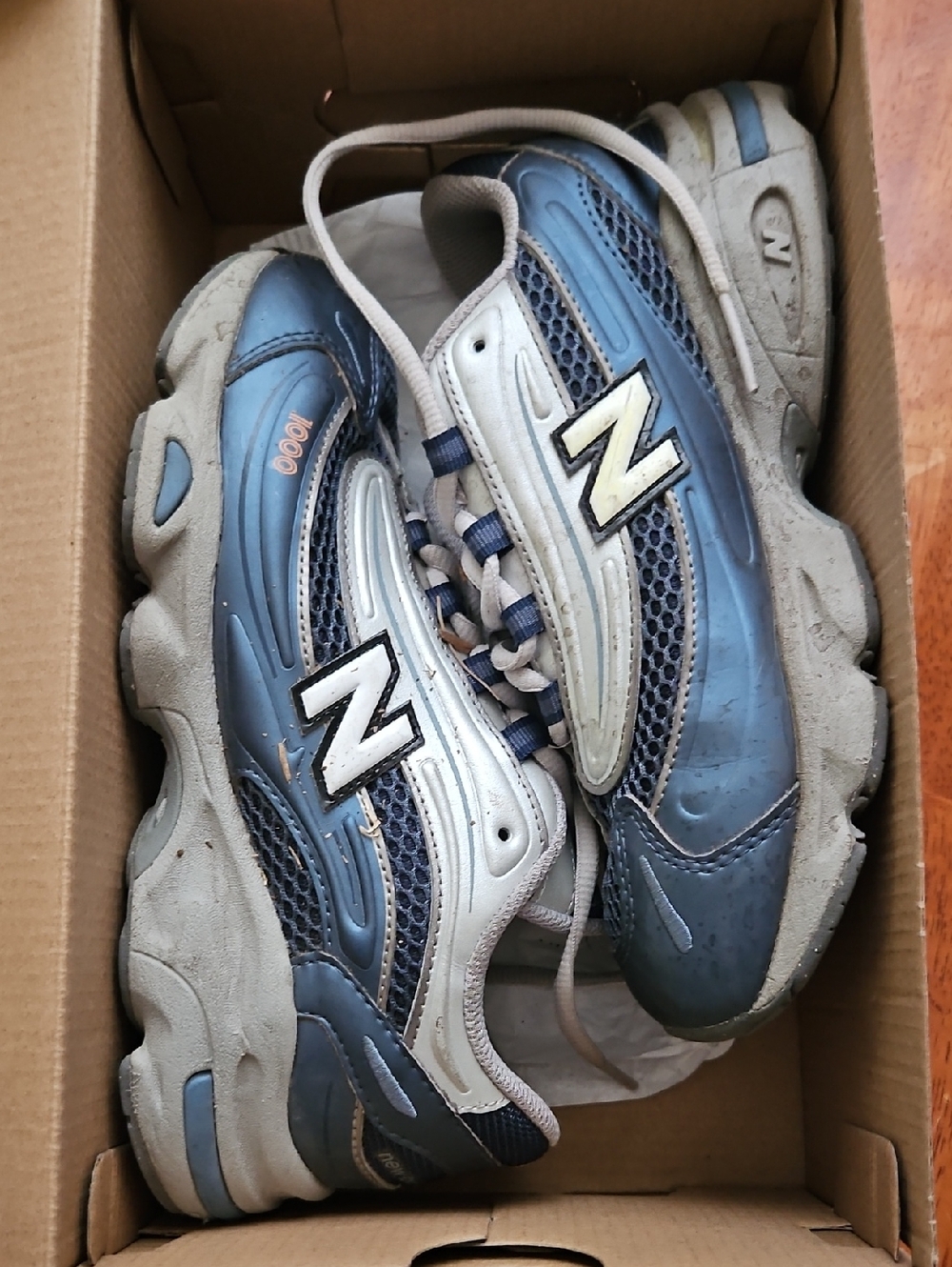 New Balance Blue Silver Mesh Lace-Up Sneakers